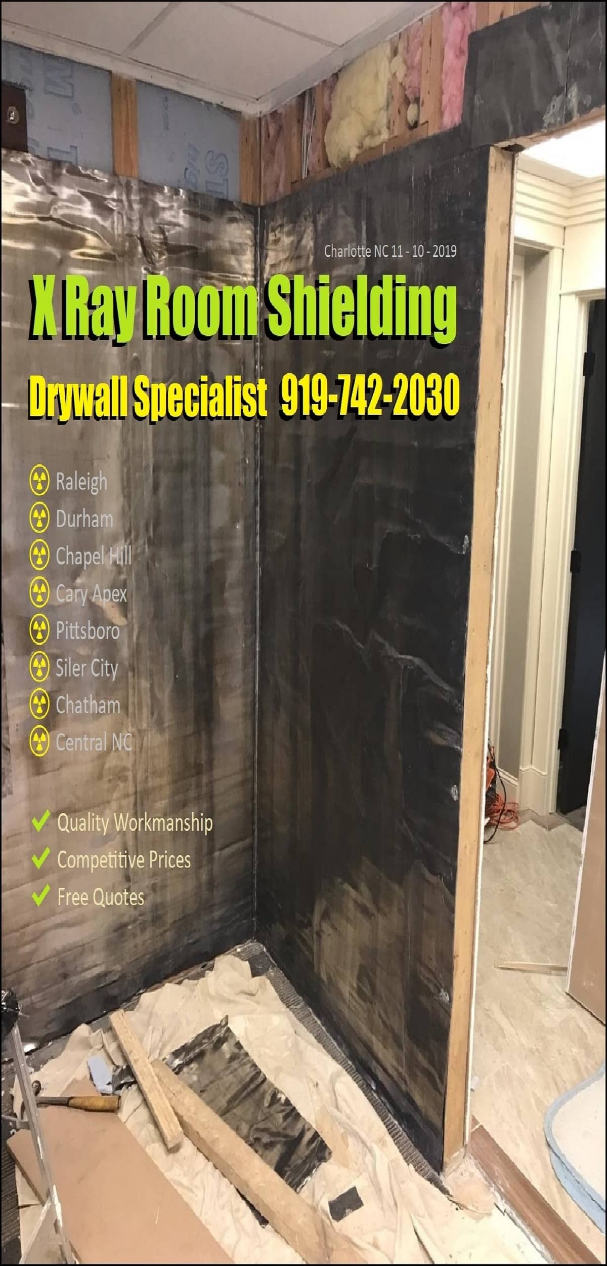 Lead Lined Products X-Ray Room Drywall Installer NC